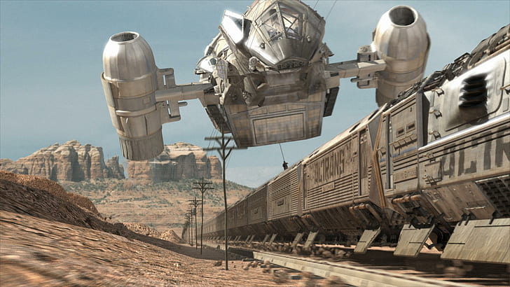 Firefly, gray spaceship and train, tv shows, 1920x1080, firefly, HD wallpaper