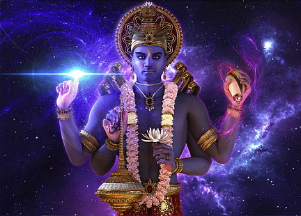 3D Lord Vishnu, Shiva Nataraja, Dio, Lord Vishnu, tigri bianche, signore, vishnu, Sfondo HD HD wallpaper