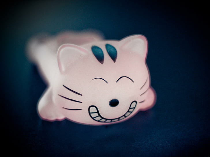 Фигурка кота, пластиковая игрушка розовая кошка, прикол, фигурка, милая, улыбка, 3d и абстракция, HD обои