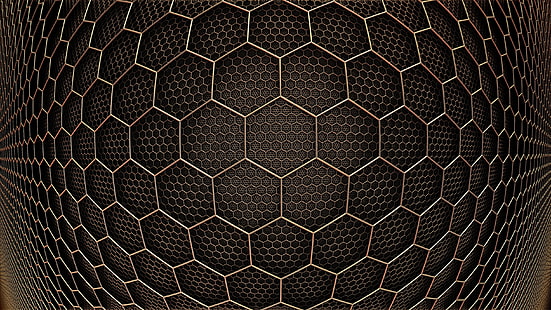 tapis noir et blanc, abstrait, hexagone, design 3D, Fond d'écran HD HD wallpaper
