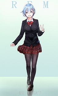 파란 머리 소녀 애니메이션 캐릭터 일러스트, Re : Zero Kara Hajimeru Isekai Seikatsu, 애니메이션 소녀들, Rem (Re : Zero), HD 배경 화면 HD wallpaper