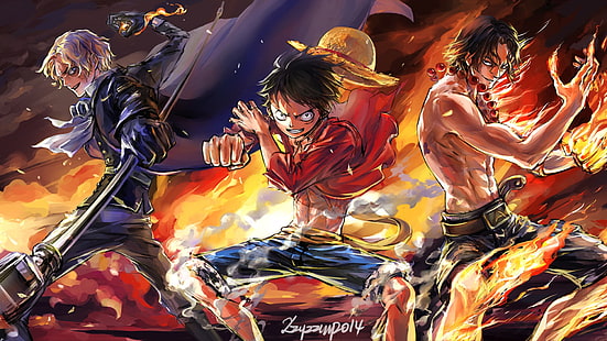 One Piece wallpaper, One Piece, Monkey D. Luffy, Portgas D. Ace, Sabo, HD wallpaper HD wallpaper