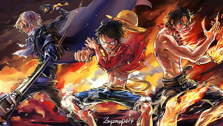 Portgas D. Ace, One Piece, Monkey D. Luffy, Sabo, Tapety HD
