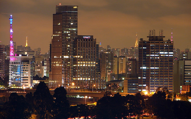 brazil, building, city, landscape, metropole, night, paulo, sao, urban, HD wallpaper