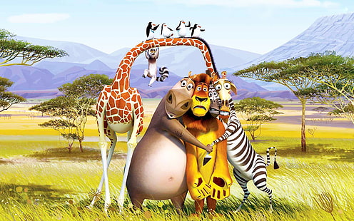 Мадагаскар, филм, карикатури, пингвини, анимационни филми, HD тапет HD wallpaper