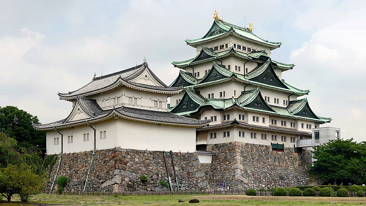nagoya kalesi, japon mimarisi, tarihi yer, bina, saray, kale, ağaç, japonya, asya, şato, mimarlık, HD masaüstü duvar kağıdı