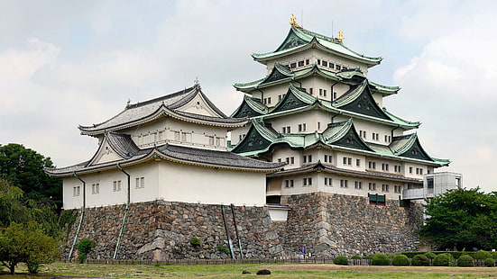 château de nagoya, architecture japonaise, site historique, bâtiment, palais, château, arbre, japon, asie, château, architecture, Fond d'écran HD HD wallpaper