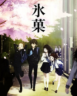 anime, chitanda, eru, houtarou, hyouka, oreki, HD wallpaper HD wallpaper