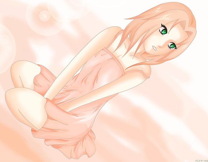 female anime character illustration, girl, tenderness, anime, art, Naruto, green eyes, Haruno Sakura, HD wallpaper