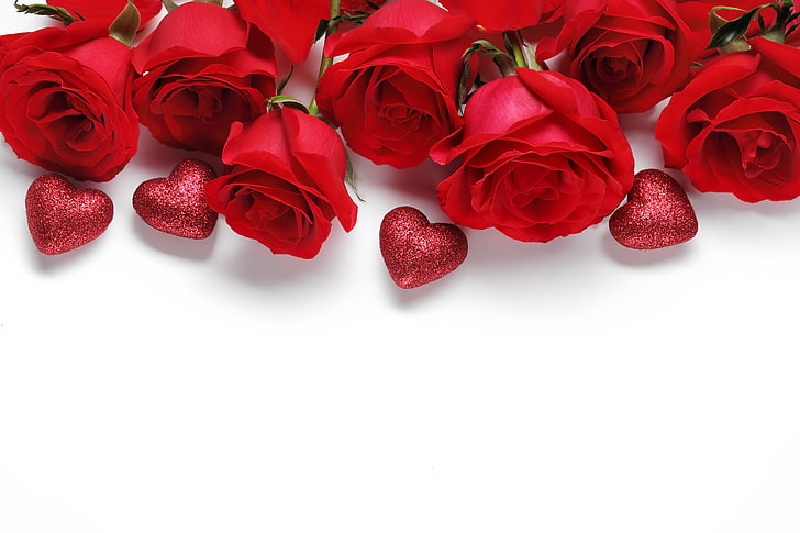 love, heart, roses, romantic, Valentine's Day, HD wallpaper