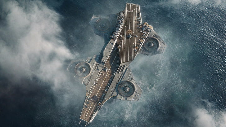 S.H.I.E.L.D., aircraft, The Avengers, Helicarrier, sea, HD wallpaper