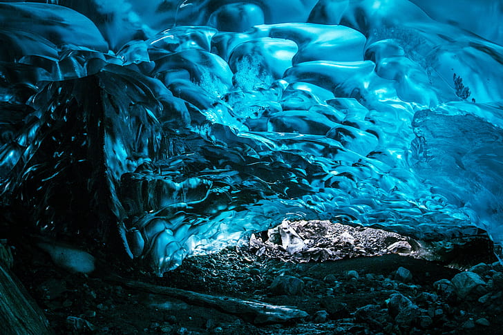 Ледяная пещера, ледник Менденхолл, 4K, HD обои