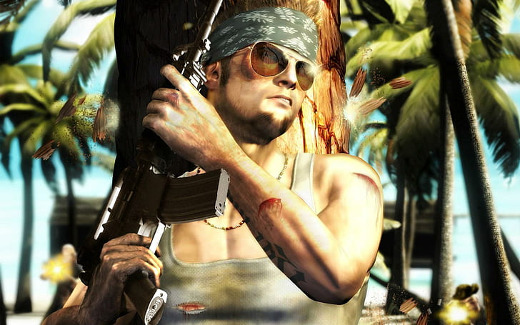 Far Cry, 흰색 탱크 탑 게임 캐릭터의 남자, 게임, 1920x1200, 멀리 외침, HD 배경 화면