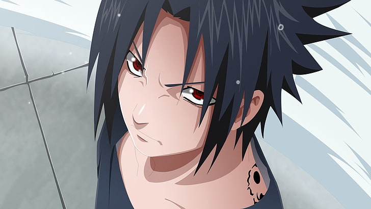 ilustracja postaci męskiej anime, uchiha sasuke, naruto shippuden, sharingan, Tapety HD