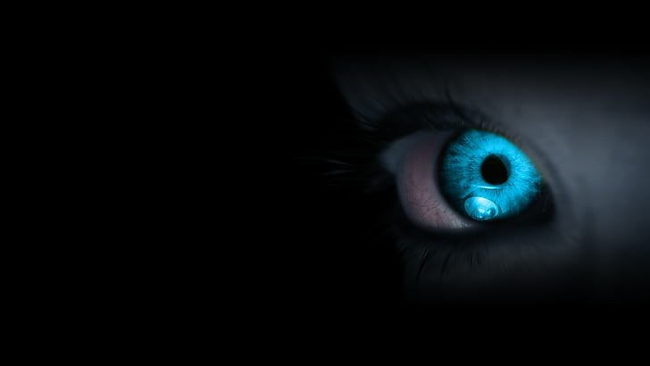 occhi, occhio azzurro, primo piano, sfondo nero, occhi, occhio azzurro, primo piano, sfondo nero, Sfondo HD