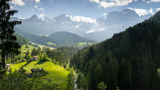 photo of green grass field surrounded by trees and glacier mountains under blue sky, italy, rosengarten, italy, rosengarten, Italy, photo, green grass, grass field, trees, glacier, blue sky, Catinaccio, Dolomites, Garden, Grassy, Hiking, Hills, Landscape, Nature, Rosengartenspitze, Rugged, South, Tyrol, massif, mountain, wildflowers, Tiers, Trentino-Alto Adige/Südtirol, european Alps, forest, scenics, outdoors, summer, tree, mountain Peak, green Color, meadow, HD wallpaper HD wallpaper