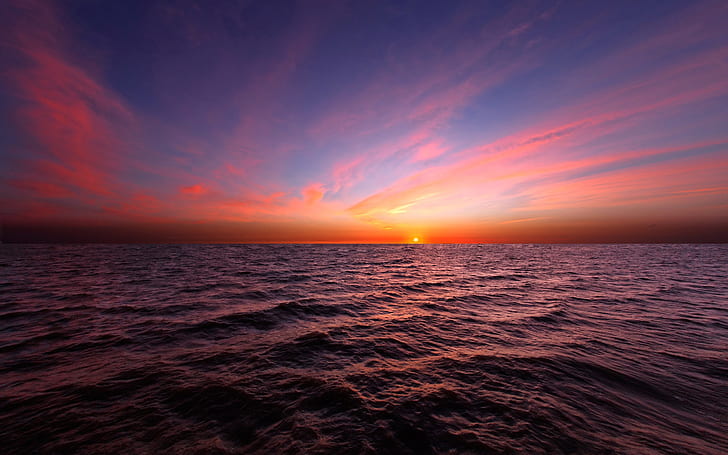 The horizon of the sea, beautiful sunset sky, Horizon, Sea, Beautiful, Sunset, Sky, HD wallpaper