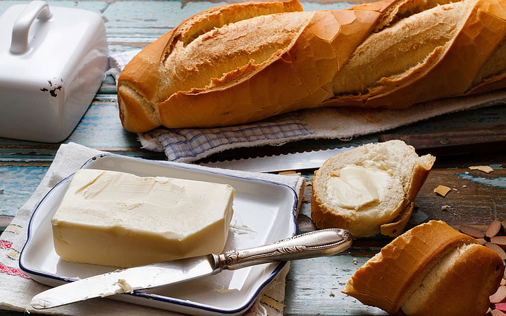 Essen, Brot, Butter, Messer, HD-Hintergrundbild