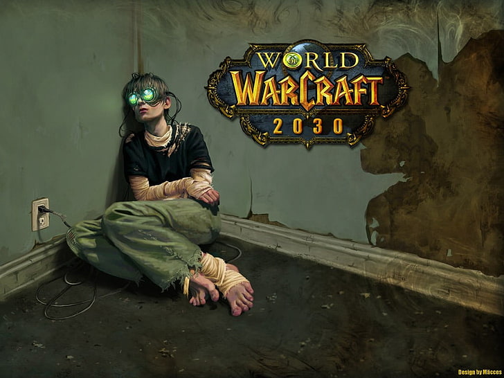 World of Warcraft 2030 artwork, World of Warcraft, virtual reality, abuse, video games, humor, HD wallpaper