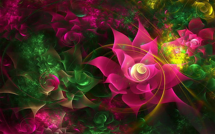 Цветы Фэнтези Сны Красивые Абстрактные 3D Обои Hd 1920 × 1200, HD обои