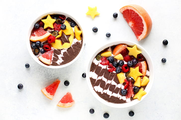 dessert, food, white, berries, fruit, HD wallpaper