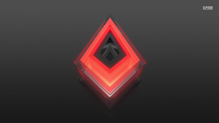 Ilustración de logotipo de diamante rojo y negro, resumen, fondo simple, ilustraciones, arte digital, rojo, Fondo de pantalla HD
