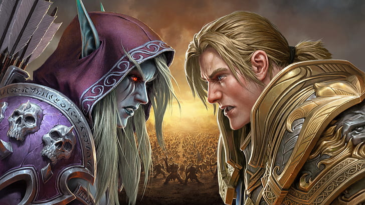 World of Warcraft, World of Warcraft: Batalha por Azeroth, Anduin Wrynn, Sylvanas Windrunner, HD papel de parede