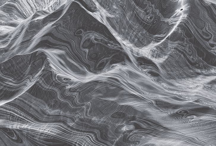 ขาวดำ Hampus olsson คลื่น ศิลปะดิจิตอล abstract, วอลล์เปเปอร์ HD