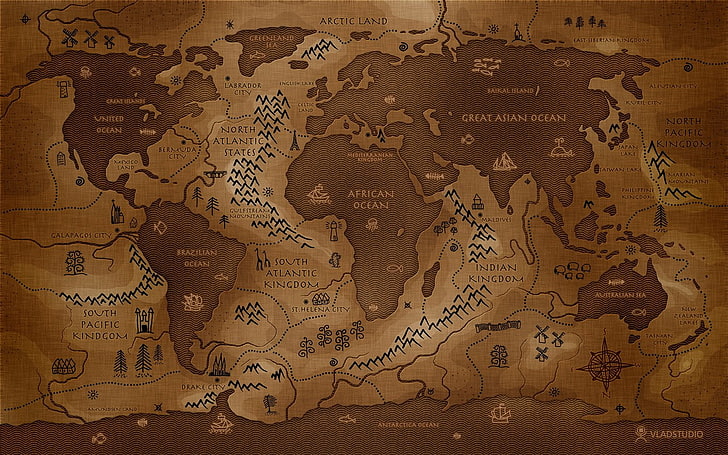 карта, перевернутая, карта мира, Vladstudio, история, произведения искусства, перевернутая, HD обои
