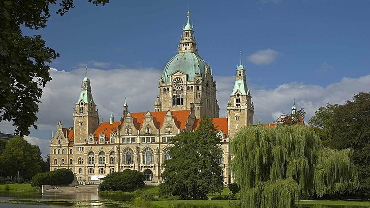 Gebäude, neues Rathaus, Gebäude, Deutschland, Hannover, HD-Hintergrundbild