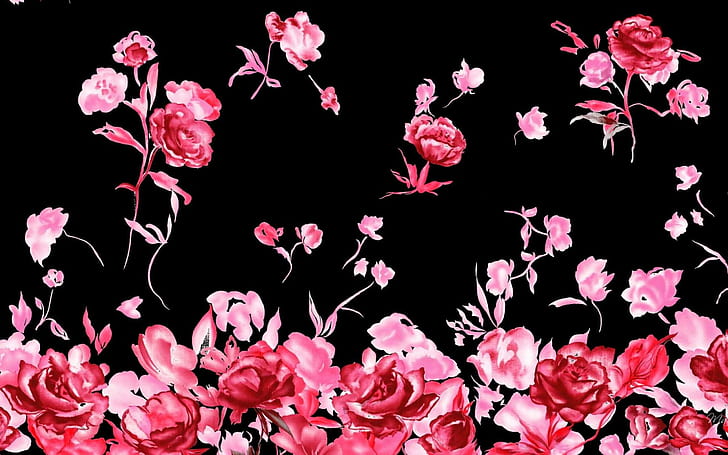 ✰sweet Roses In Noir✰, summer, lovely, seasons, black, gentle, bright, butterfly, beautiful, scenes, flowers, animals, tend, HD wallpaper