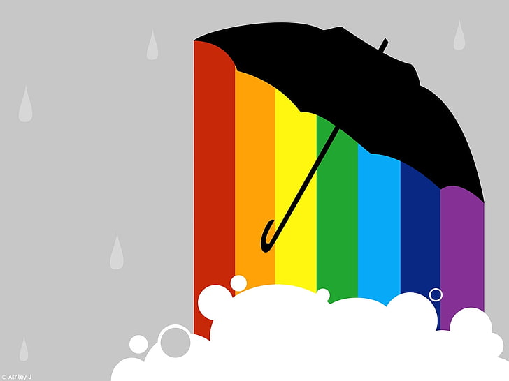 flerfärgade regnbågsparaplyer Art Paraply HD Art, flerfärgade, Rainbows, HD tapet