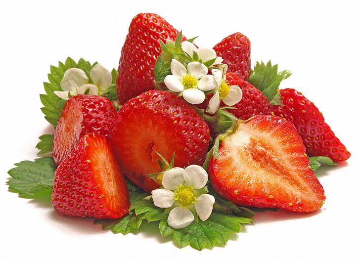 fraises, fraises, baies, coupées, Fond d'écran HD