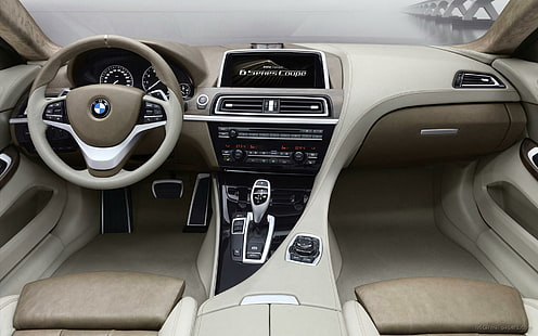 2010 BMW 6 Series Concept Interior, серо-белая панель приборов bmw, интерьер 2010, концепт, серия, автомобили, HD обои HD wallpaper