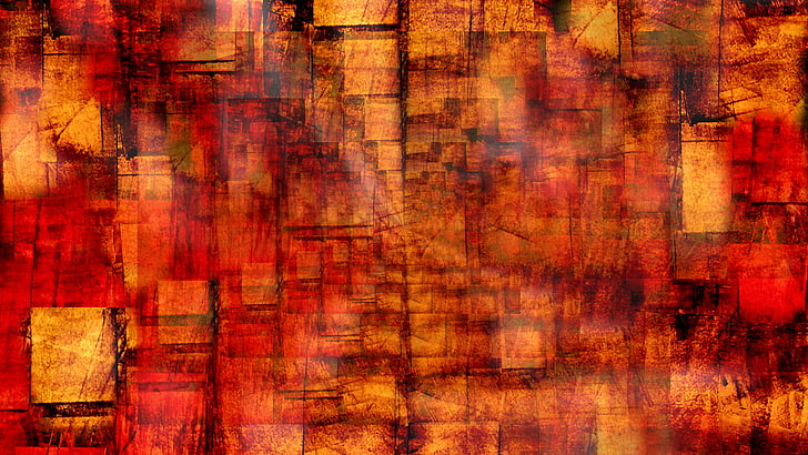 digital art, abstract, square, orange, lines, painting, artwork, Blake McArthur, gold, HD wallpaper