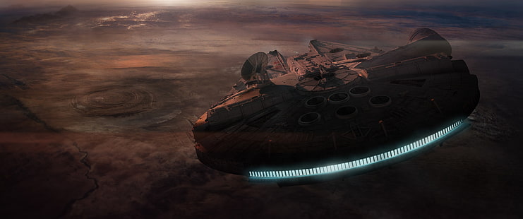 Millennium Falcon, Star Wars, Wüste, Sonnenuntergang, HD-Hintergrundbild HD wallpaper