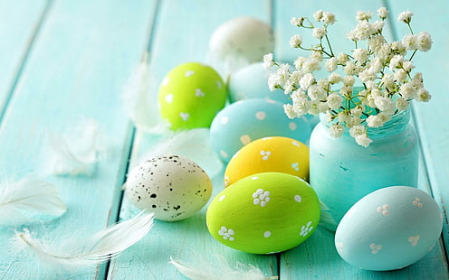 Великденски пролетни цветя Яйца, печатни яйца декор, Великден, пролет, цветя, яйца, HD тапет HD wallpaper