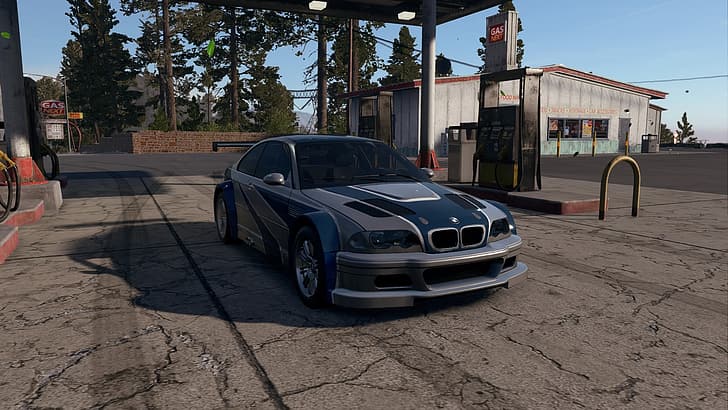 car, need for speed payback, BMW M3 GTR, Need for Speed: Most Wanted, Gas station, HD wallpaper