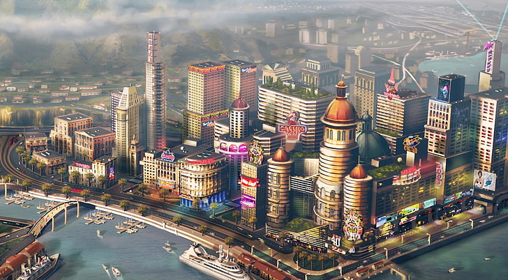 Video game SimCity 2013, ilustrasi bangunan tinggi, Game, Game Lainnya, video game, konsep seni, 2013, simcity, Wallpaper HD