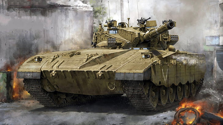 char de combat principal, la composition du MSA comprenait un imageur thermique, Merkava Mk.2B, Fond d'écran HD