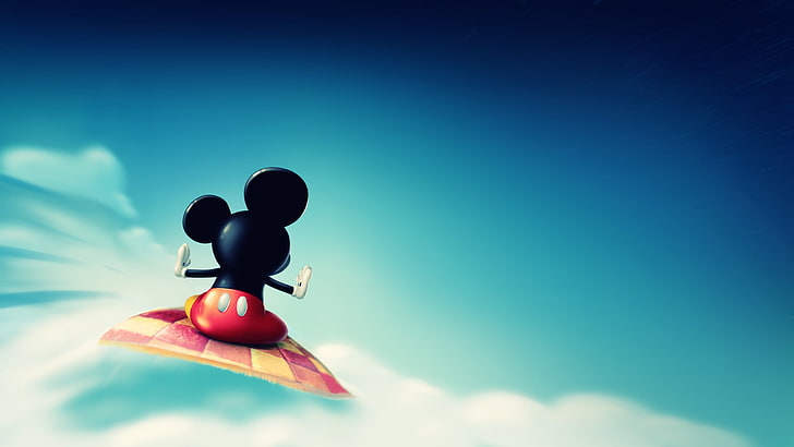 Fondo de pantalla de Mickey Mouse, alfombra de Mickey, Mickey Mouse, Disney, nubes, Fondo de pantalla HD