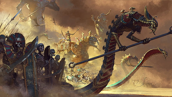 Total War, Total War: Warhammer, Bouclier, Squelette, Épée, Mort-vivant, Guerrier, Fond d'écran HD HD wallpaper