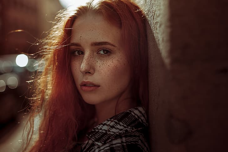 Look Girl Face Portrait Freckles Red Redhead Freckled Kassio Epia Hd Wallpaper 