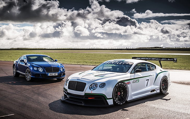 Bentley Continental GT3 Racer, bianco bentley continental gt, Bentley Continental GT3, Sfondo HD