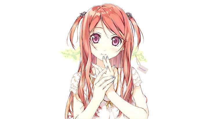 anime girl, moe, pink hair, fingers, Anime, HD wallpaper