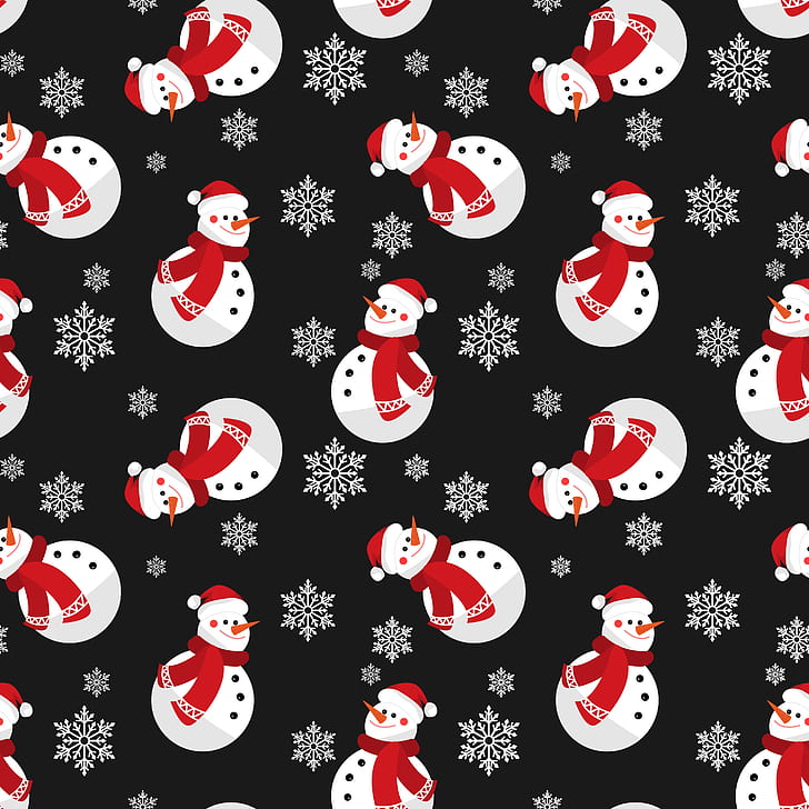 decoration, background, New Year, Christmas, snowman, winter, pattern, xmas, Merry, seamless, HD wallpaper