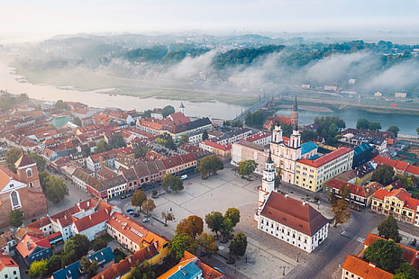 町、リトアニア、カウナス、 HDデスクトップの壁紙 HD wallpaper