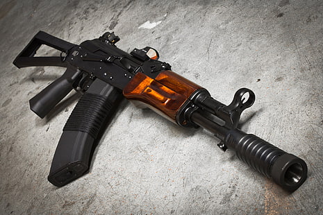 rifle AK-47 preto, armas, plano de fundo, máquina, Kalashnikov, AKSU-74, HD papel de parede HD wallpaper