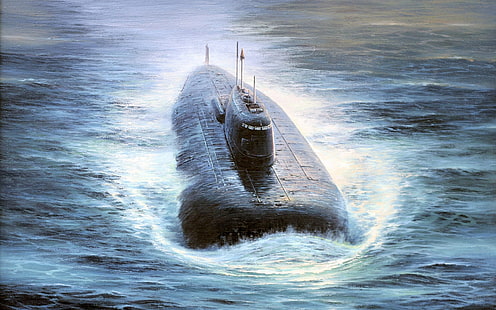 lupo bianco e nero dipinto, Kursk, sottomarino, veicolo, militare, Sfondo HD HD wallpaper