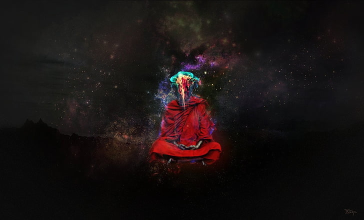 Druckgewebe der roten und schwarzen Frau, Zusammenfassung, Religion, digitale Kunst, HD-Hintergrundbild